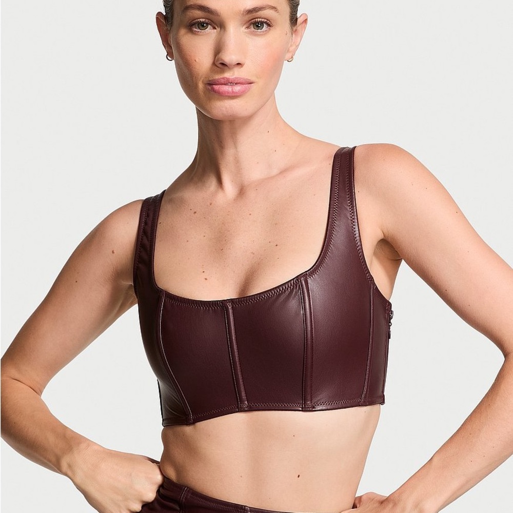 Victoria's Secret Faux Leather Cropped top M - Burgundy